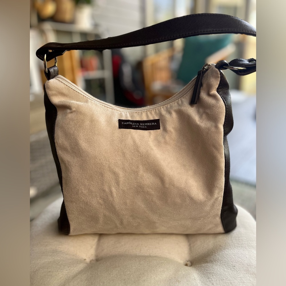 Carolina Herrera suede and leather shoulder bag